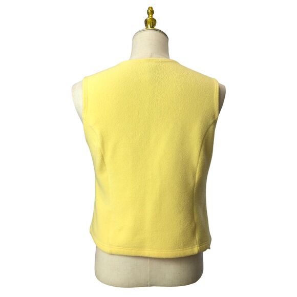 L.L. Bean Fleece Vest Small Yellow Zip Up Classic Outdoor Hiking Collarless - Picture 4 of 5
